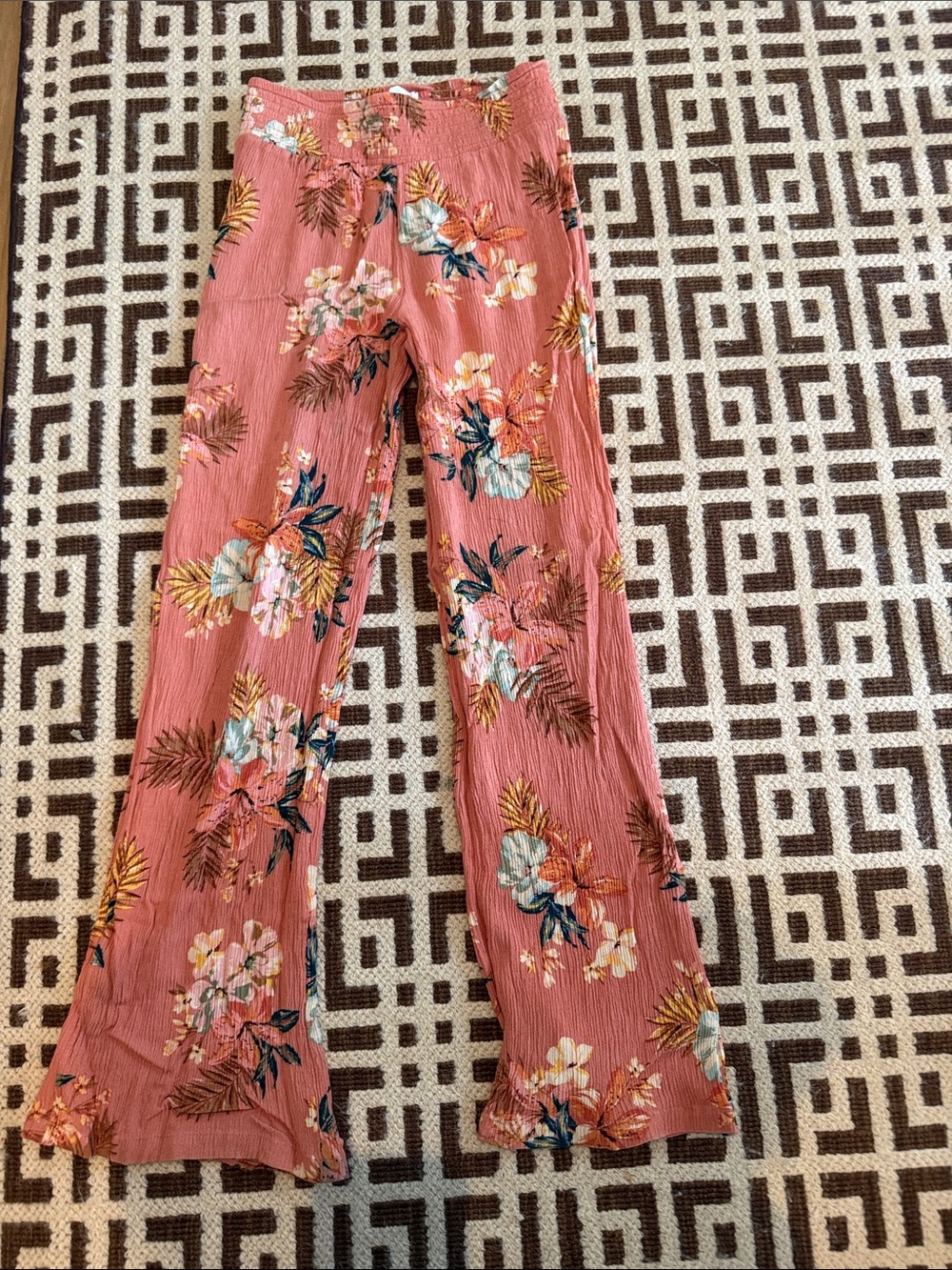 O'Neill Rose Pink Tropical Floral Wide-Leg Pants